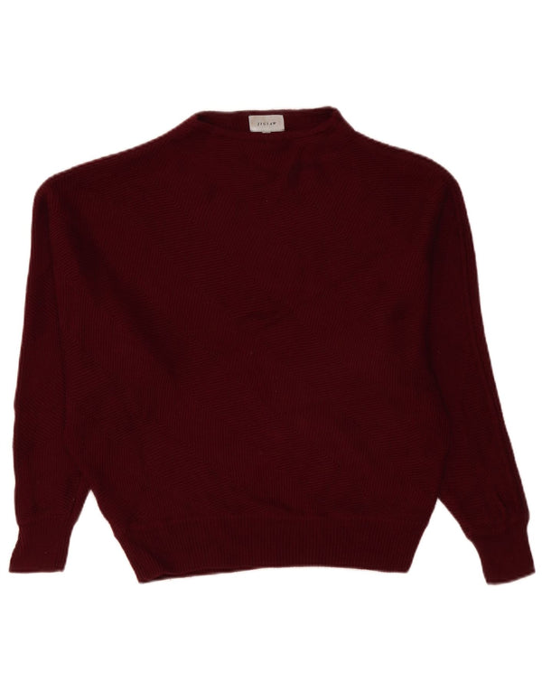 Jigsaw Womens Oversized Turtle Neck Jumper Sweater UK 6 XS Burgundy Viscose