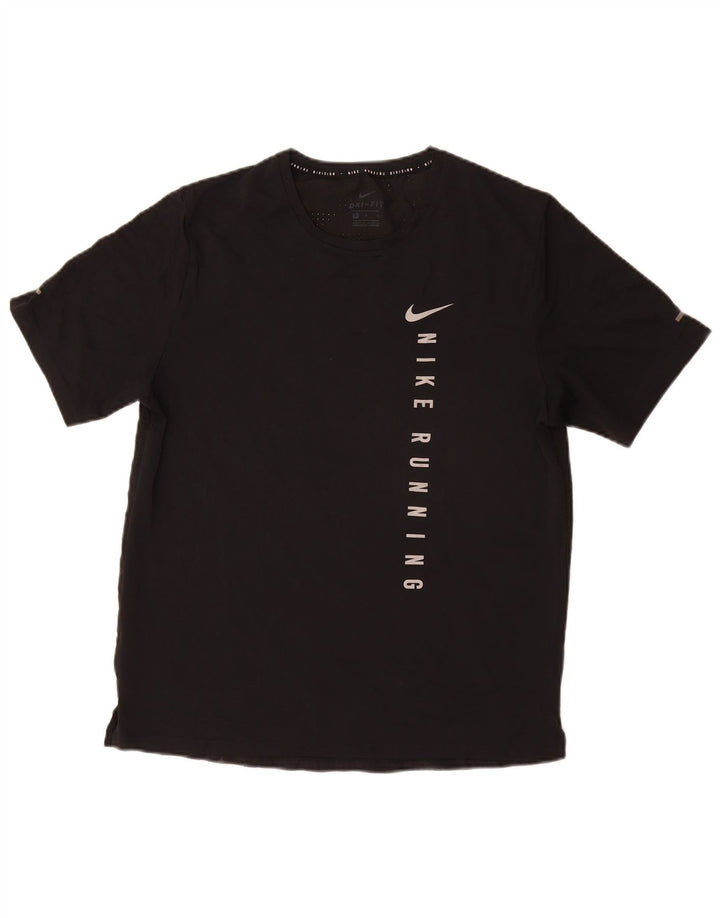 NIKE Mens Dri Fit Graphic T-Shirt Top Medium Black Polyester
