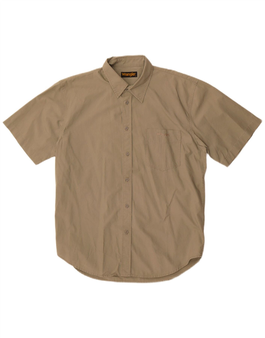 Wrangler Mens Short Sleeve Shirt Large Khaki Cotton
