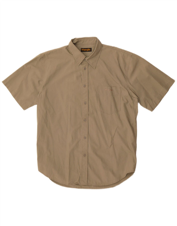 Wrangler Mens Short Sleeve Shirt Large Khaki Cotton