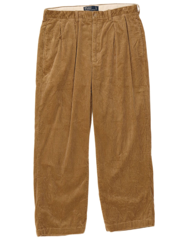 Polo Ralph Lauren Mens Pegged Corduroy Trousers W36 L28 Beige Cotton