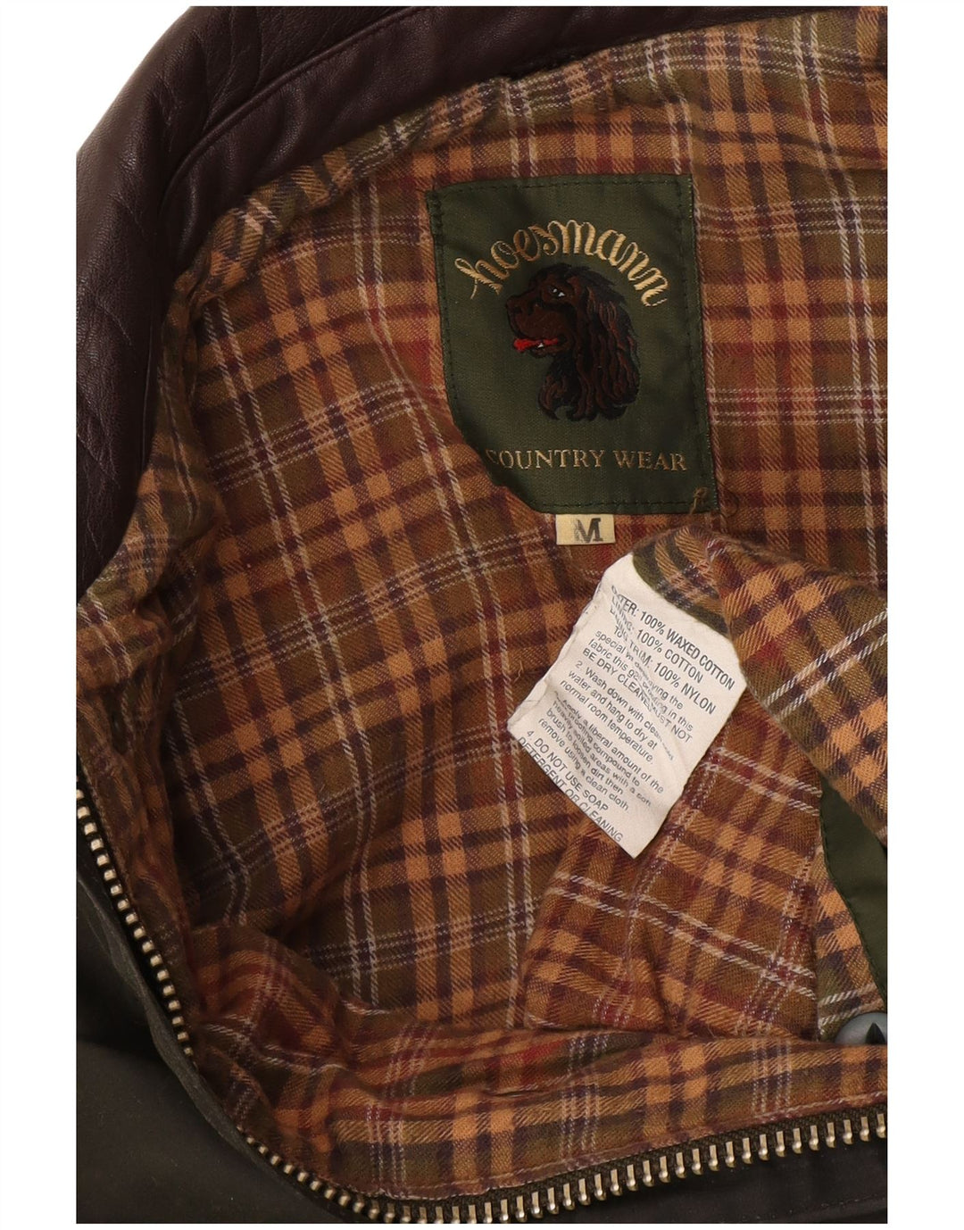 Vintage Mens Waxed Cotton Jacket UK 38 Medium Green Colourblock Cotton