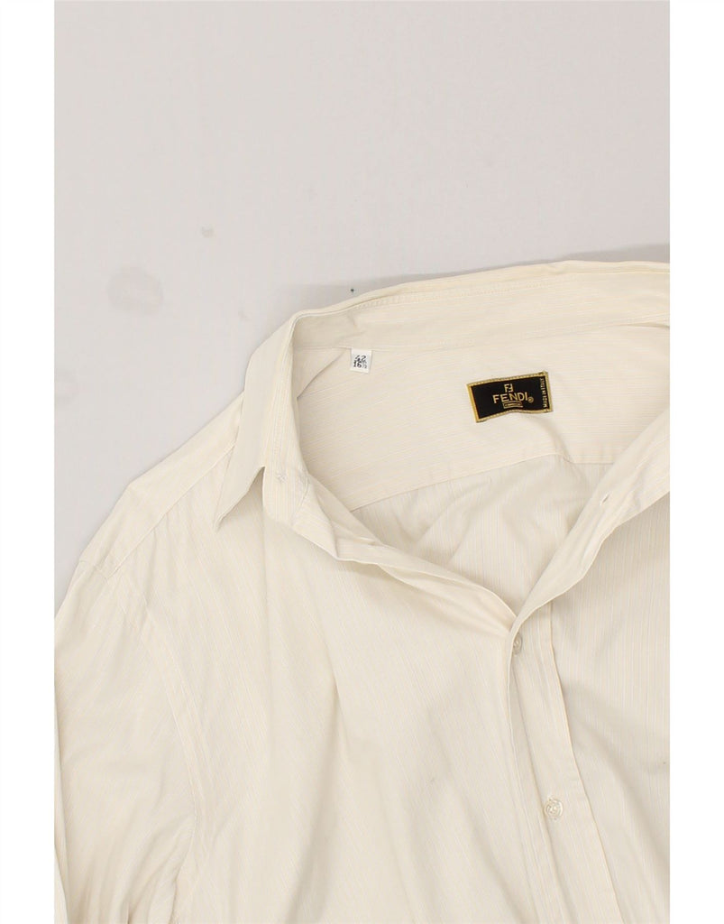 FENDI Mens Shirt Size 42 Large White Pinstripe Cotton | Vintage Fendi | Thrift | Second-Hand Fendi | Used Clothing | Messina Hembry 