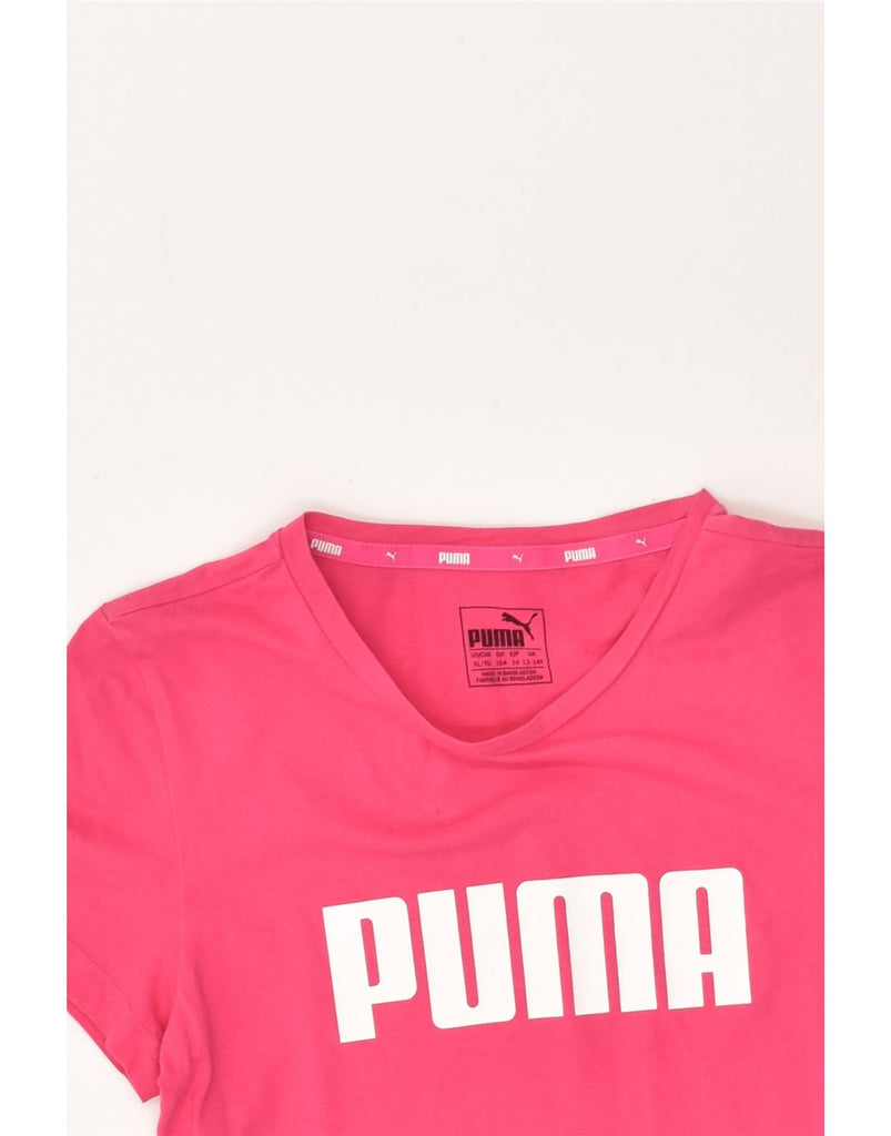 PUMA Girls Graphic T-Shirt Top 13-14 Years Pink Cotton | Vintage Puma | Thrift | Second-Hand Puma | Used Clothing | Messina Hembry 