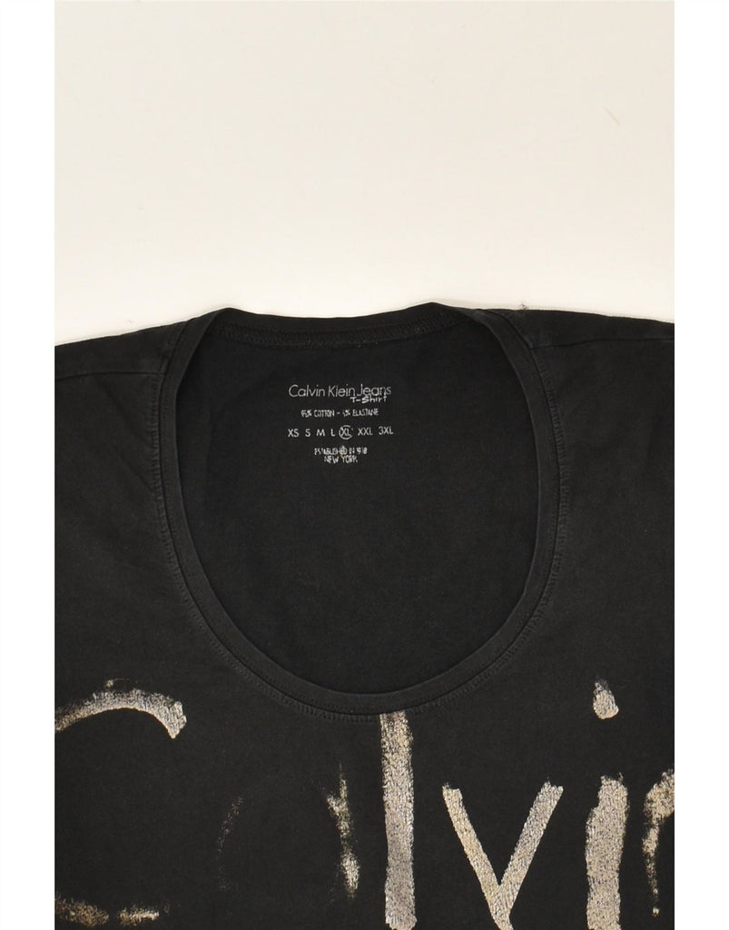 CALVIN KLEIN JEANS Girls Graphic T-Shirt Top 13-14 Years XL Black Vintage Calvin Klein Jeans and Second-Hand Calvin Klein Jeans from Messina Hembry 