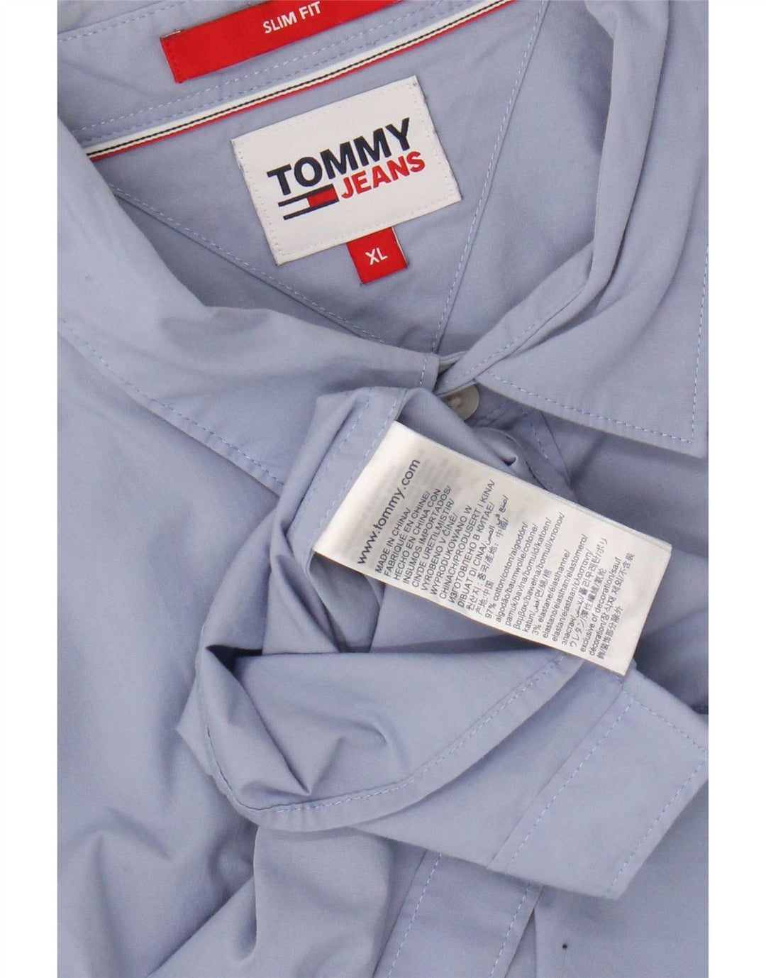 Tommy Hilfiger Mens Slim Fit Shirt XL Blue Cotton
