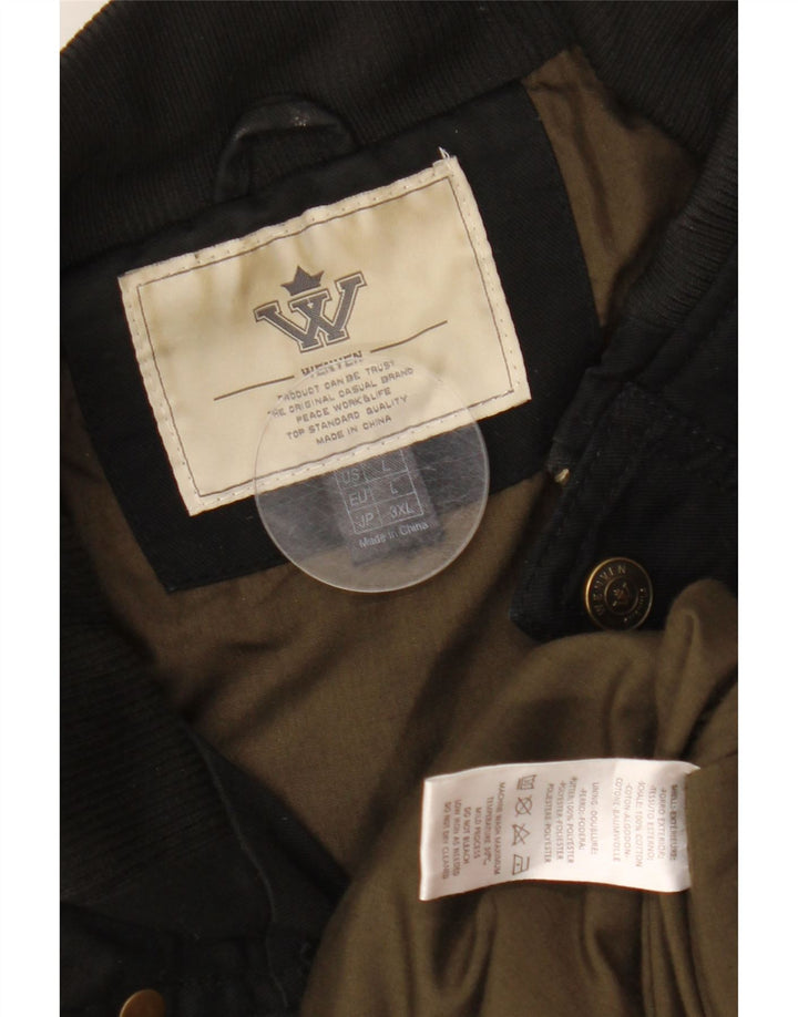WENVEN Mens Utility Jacket UK 40 Large Black Cotton