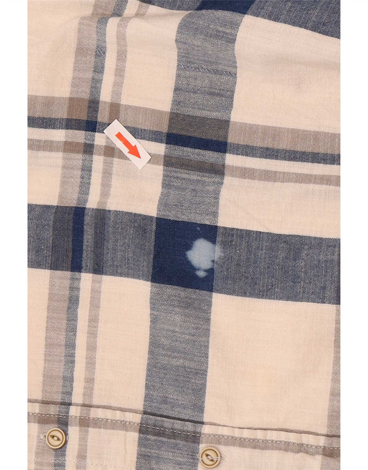 Wrangler Mens Shirt Large Beige Check Cotton