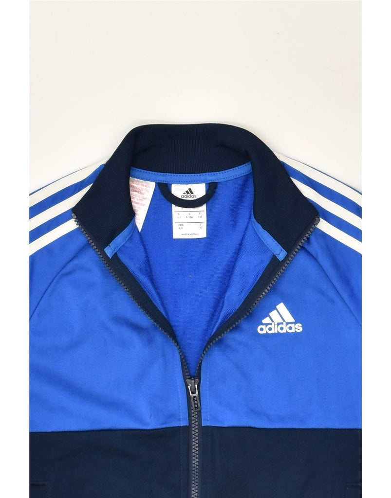 ADIDAS Boys Tracksuit Top Jacket 9-10 Years Blue Colourblock Polyester | Vintage Adidas | Thrift | Second-Hand Adidas | Used Clothing | Messina Hembry 