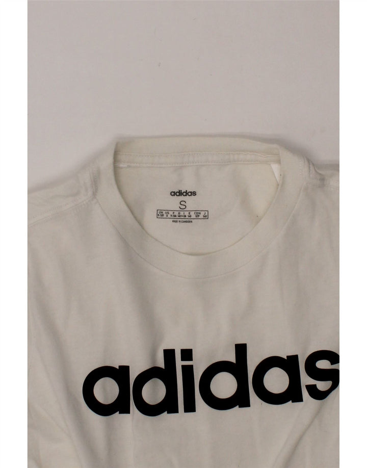 ADIDAS Boys Graphic T-Shirt Top 9-10 Years Small White Vintage Adidas and Second-Hand Adidas from Messina Hembry 