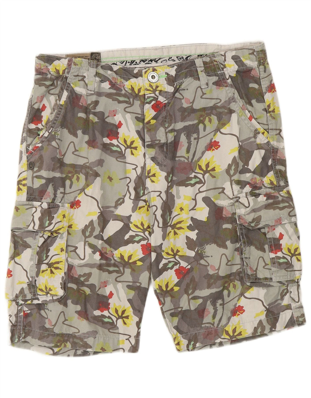 Scorpion Bay Mens Cargo Shorts W31 Medium  Grey Floral Cotton