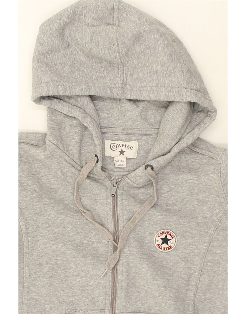 CONVERSE Womens Zip Hoodie Sweater UK 6 XS Grey Cotton | Vintage Converse | Thrift | Second-Hand Converse | Used Clothing | Messina Hembry 