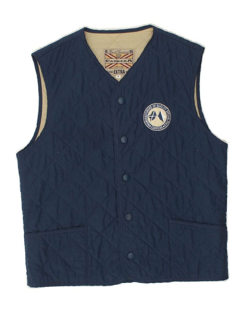 CARRERA Mens Quilted Gilet UK 38 Medium Navy Blue Cotton Vintage Carrera and Second-Hand Carrera from Messina Hembry 