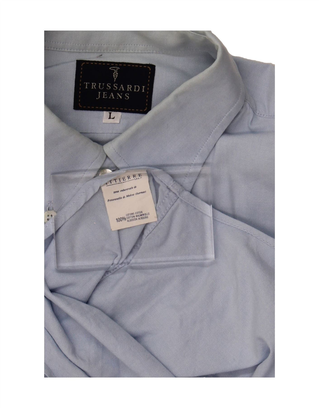 TRUSSARDI Mens Ittierre Shirt Large Blue Cotton Vintage Trussardi and Second-Hand Trussardi from Messina Hembry 
