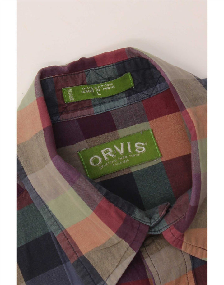 Orvis Womens Short Sleeve Shirt Large Multicoloured Gingham Cotton