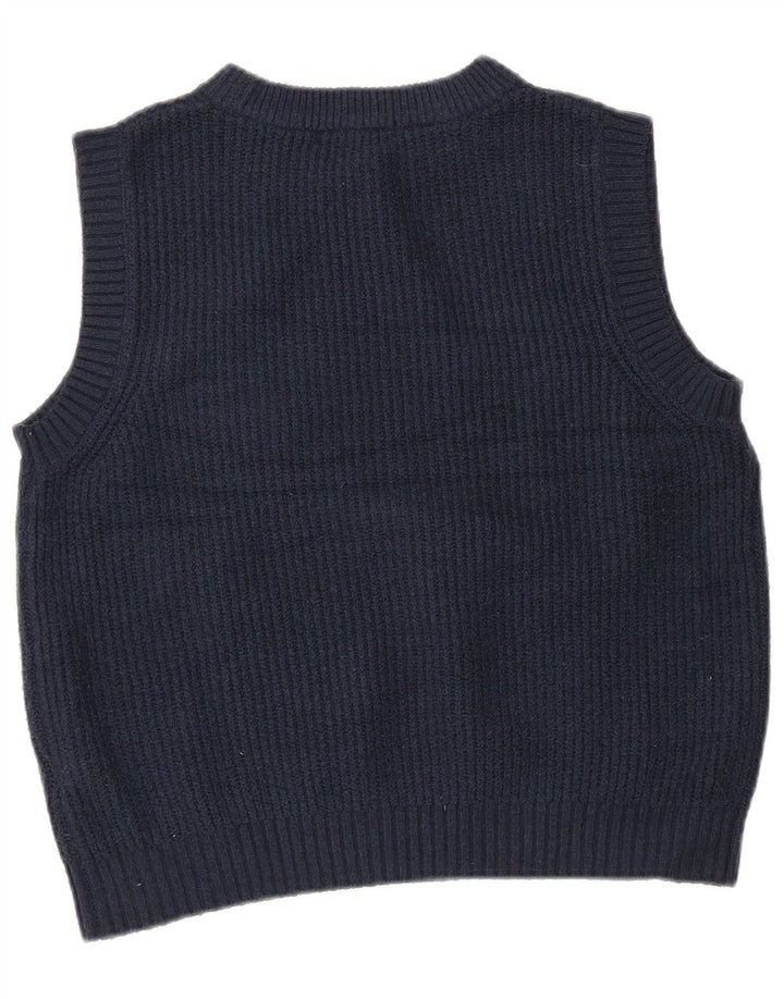Marks & Spencer Womens Crop Vest Tank Top UK 10 Small Navy Blue Polyester