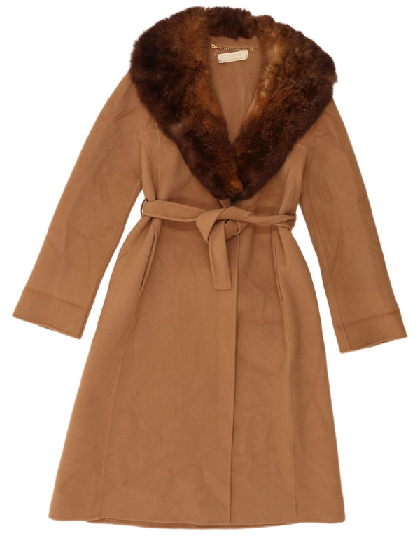 Vintage Womens Overcoat UK 6 XS Brown