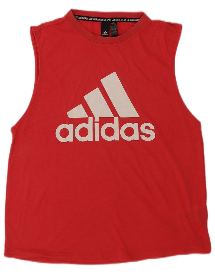 Adidas Womens Graphic Vest Top UK 8/10 Small Red Polyester