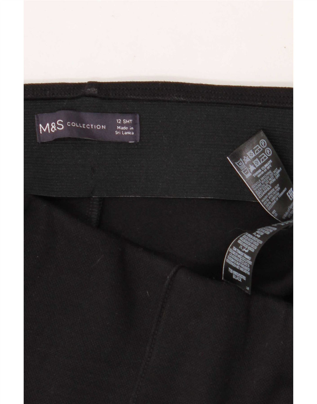Marks & Spencer Womens Short Casual Trousers UK 12 Medium W30 L27 Black