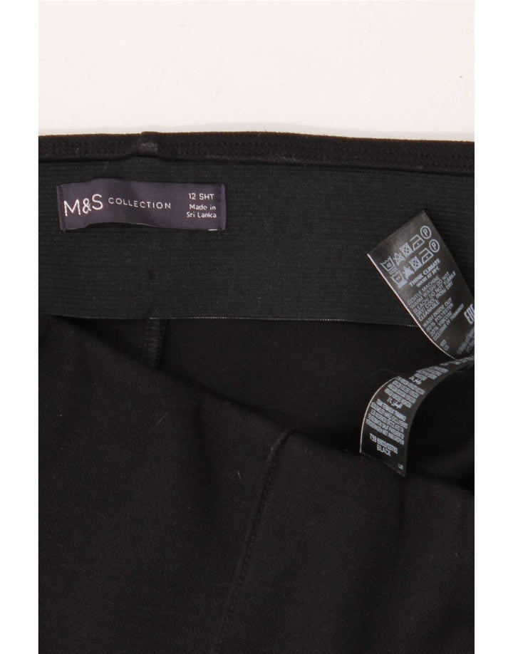 Marks & Spencer Womens Short Casual Trousers UK 12 Medium W30 L27 Black