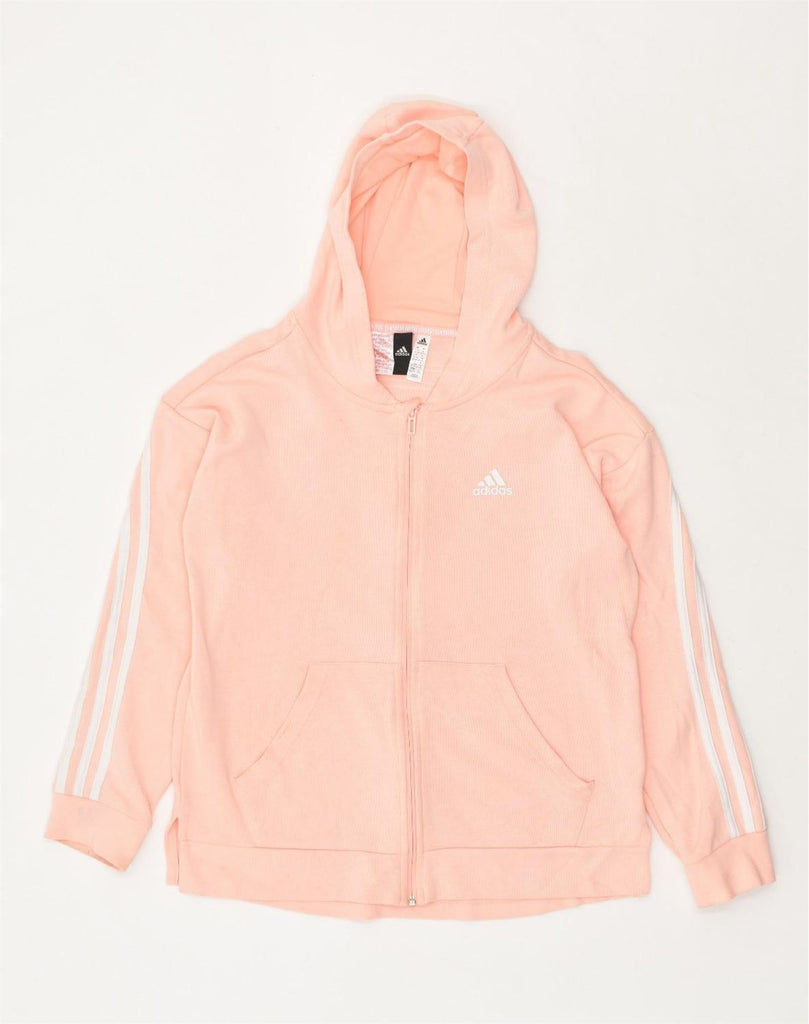 ADIDAS Girls Zip Hoodie Sweater 14-15 Years Pink Cotton | Vintage Adidas | Thrift | Second-Hand Adidas | Used Clothing | Messina Hembry 