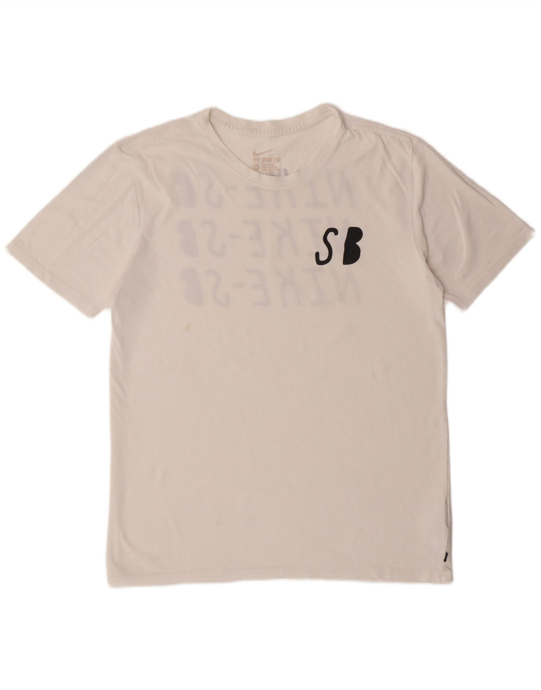NIKE Mens Dri Fit Graphic T-Shirt Top Medium White Cotton