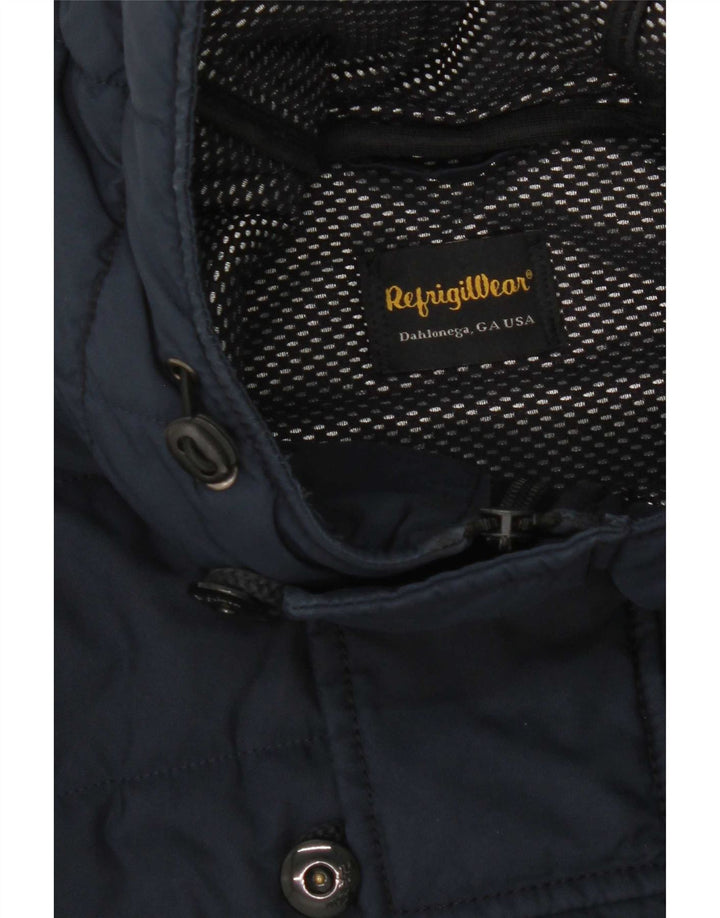Refrigiwear Mens Hooded Padded Jacket UK 36 Small Navy Blue Nylon