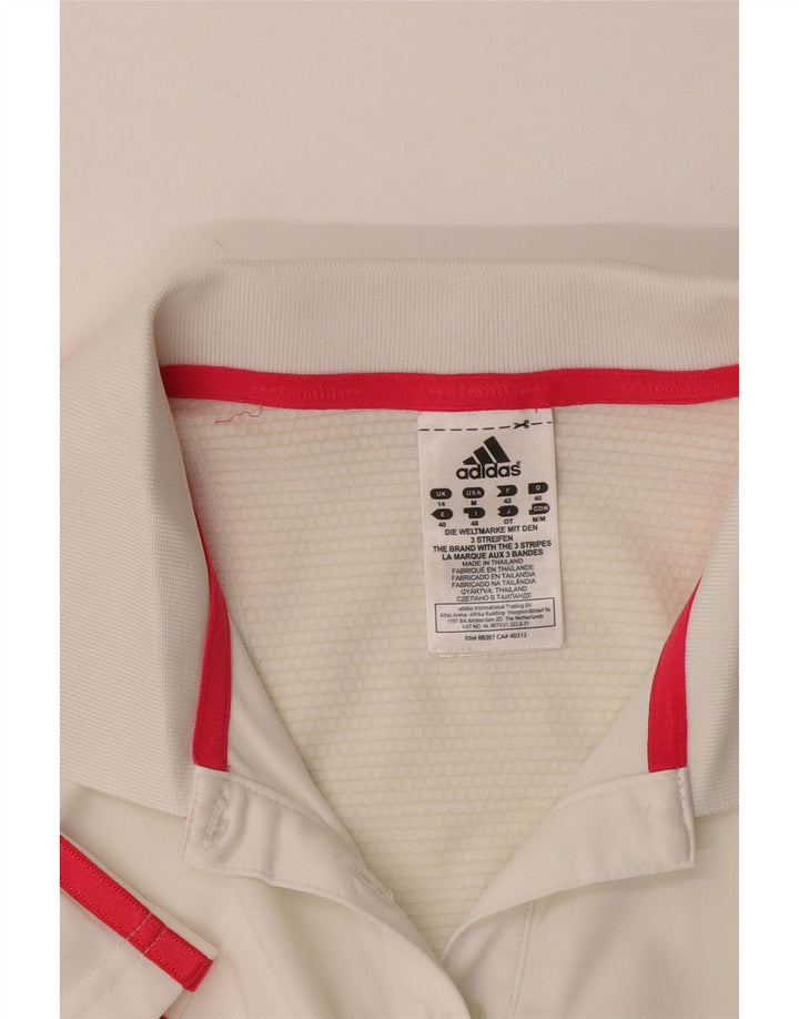 Adidas Womens Climacool Polo Shirt UK 14 Medium White Polyester