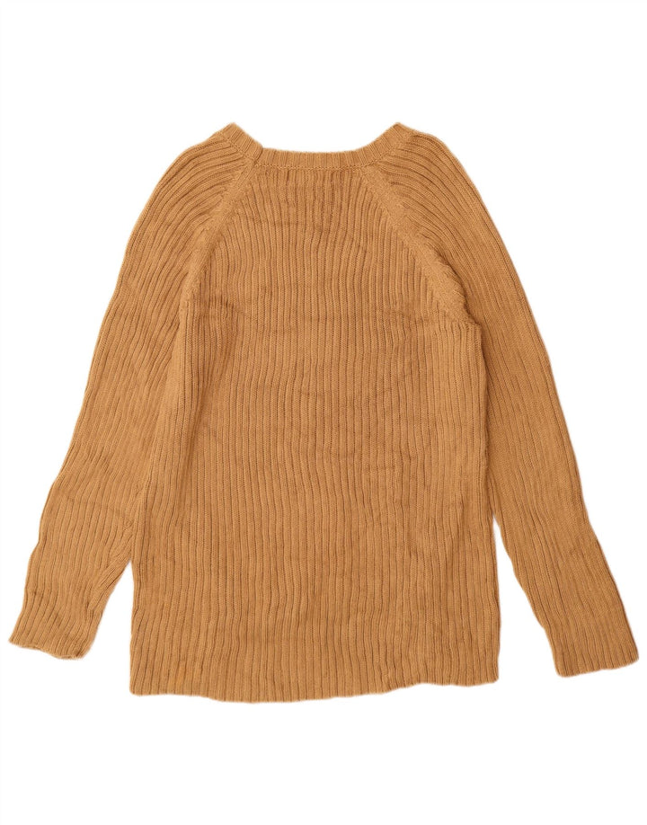 MICHAEL KORS Womens Longline Boat Neck Jumper Sweater UK 18 XL Beige