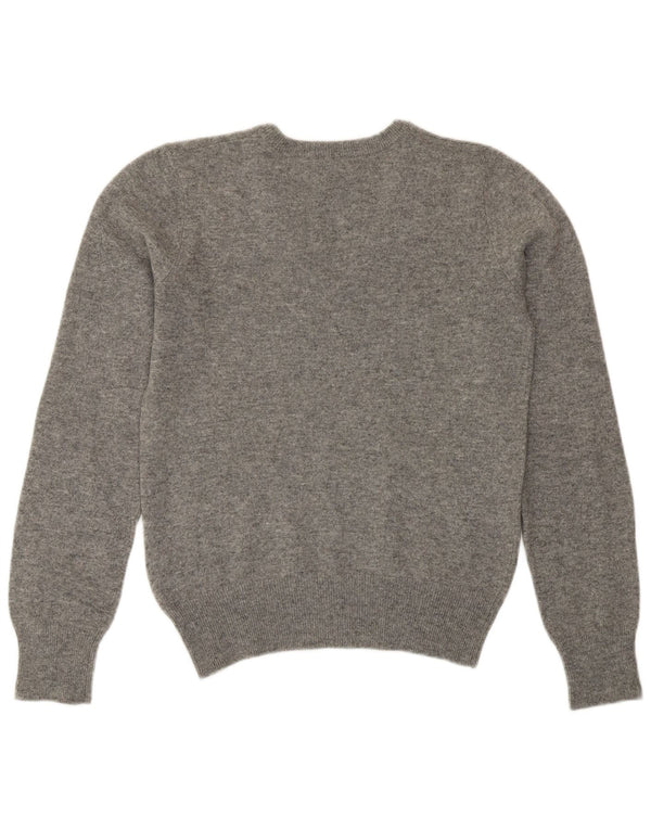 GANT Womens Crop V-Neck Jumper Sweater UK 10 Small Grey Wool