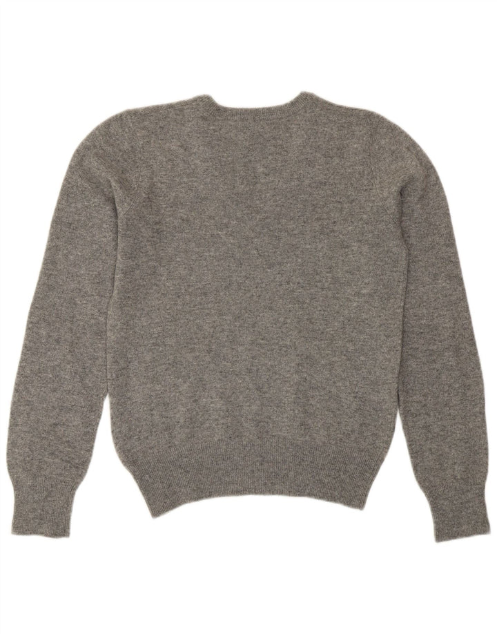 GANT Womens Crop V-Neck Jumper Sweater UK 10 Small Grey Wool