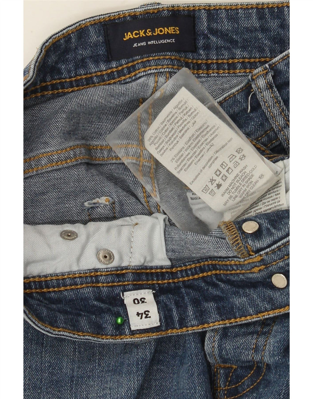 JACK & JONES Mens Slim Jeans W34 L30 Blue Cotton