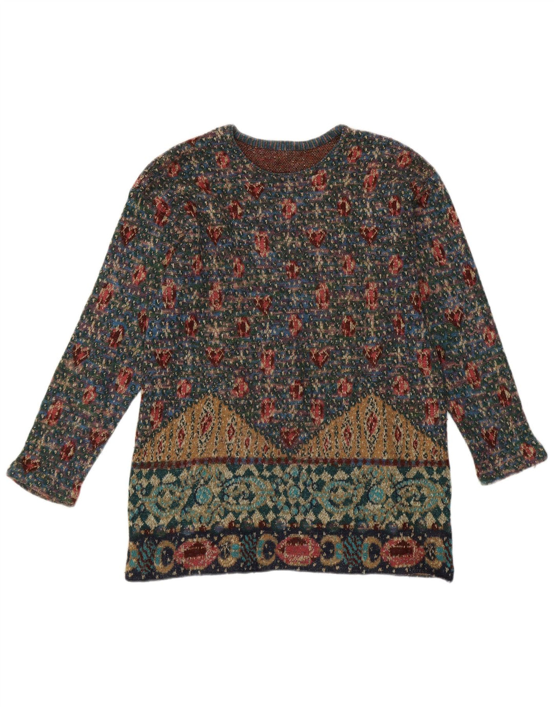 Vintage Womens Crew Neck Jumper Sweater UK 14 Medium Multicoloured