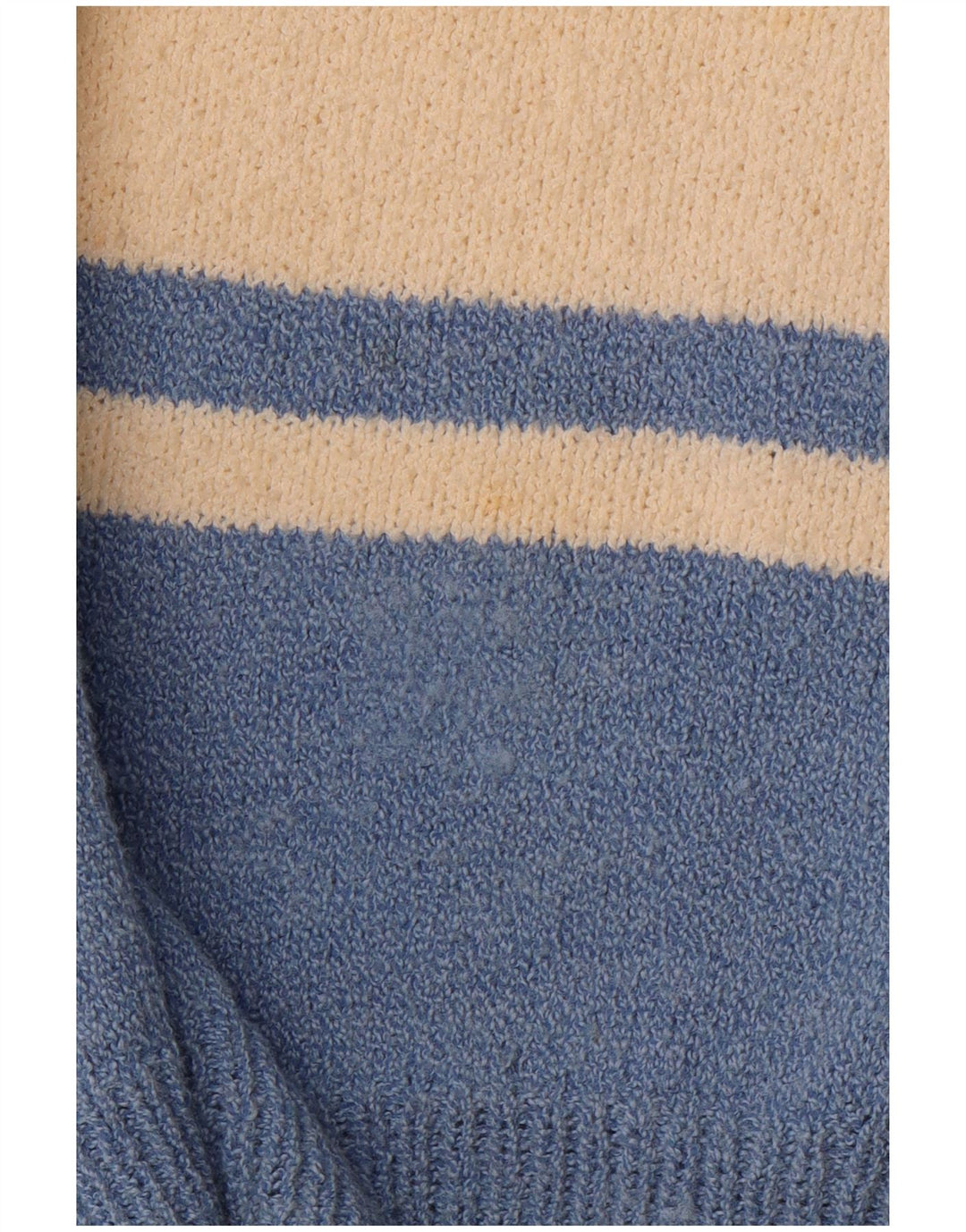 VINTAGE Mens V-Neck Jumper Sweater Large Blue Colourblock