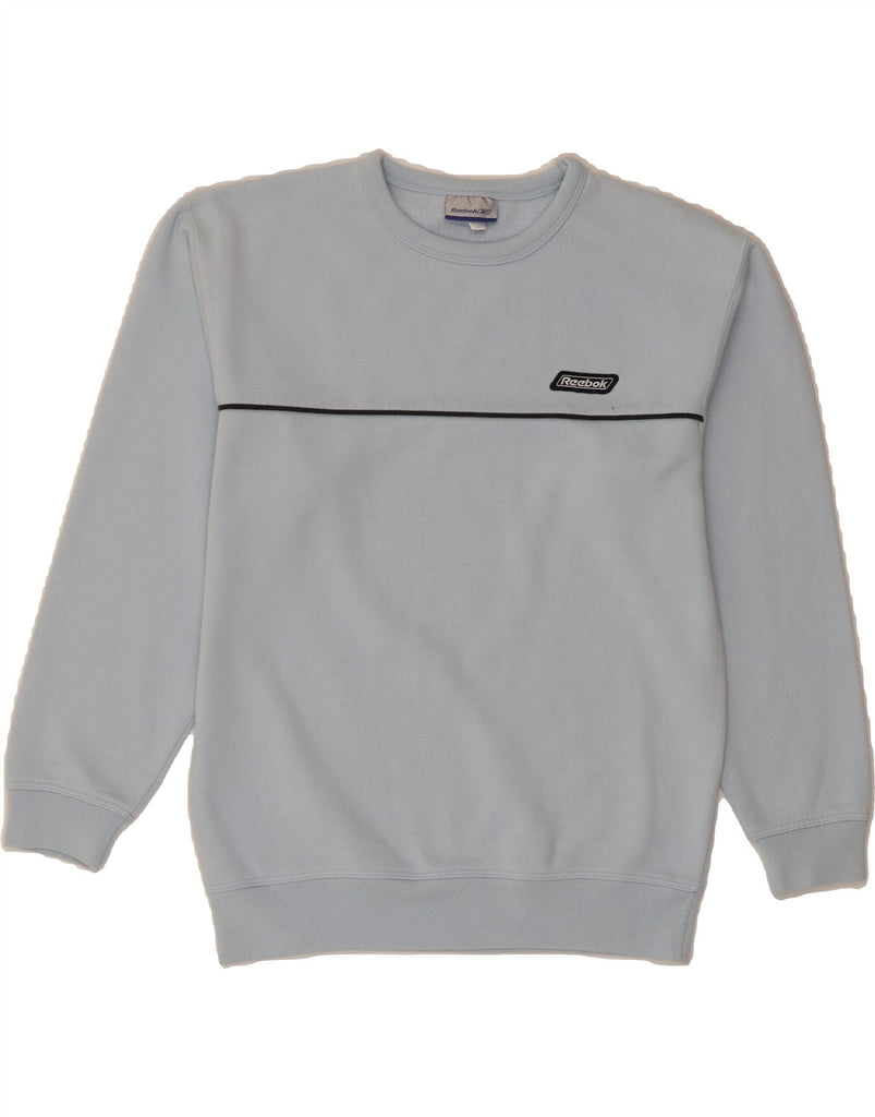 REEBOK Womens Sweatshirt Jumper UK 12 Medium Blue Polyester Vintage Reebok and Second-Hand Reebok from Messina Hembry 