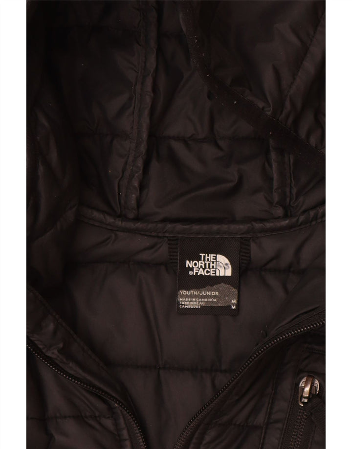 The North Face Boys Hooded Padded Jacket 9-10 Years Medium Black Polyester