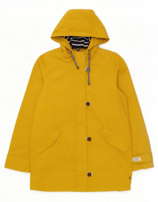 Joules Womens Hooded Raincoat UK 14 Large Yellow Cotton