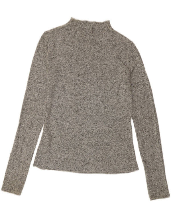Zara Womens Top Long Sleeve UK 10 Small Grey Flecked Viscose