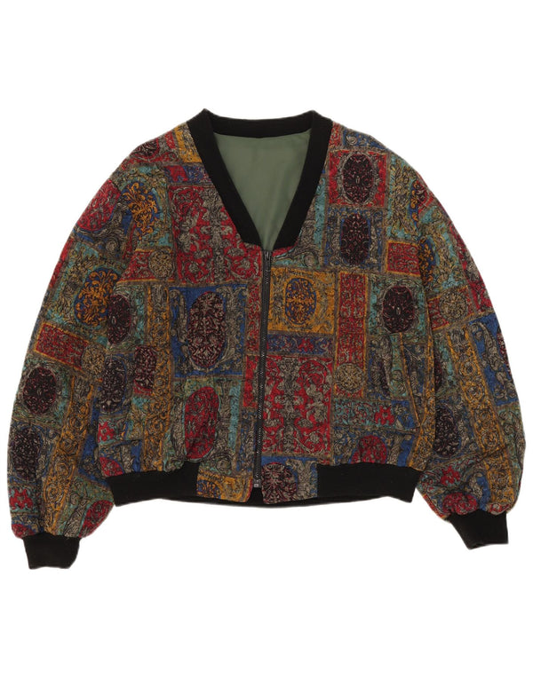 Vintage Womens Bomber Jacket UK 16 Large Multicoloured Geometric