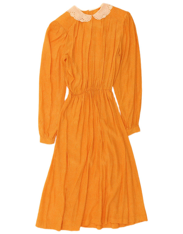 Vintage Womens Long Sleeve Maxi Dress UK 8 Small Orange Paisley