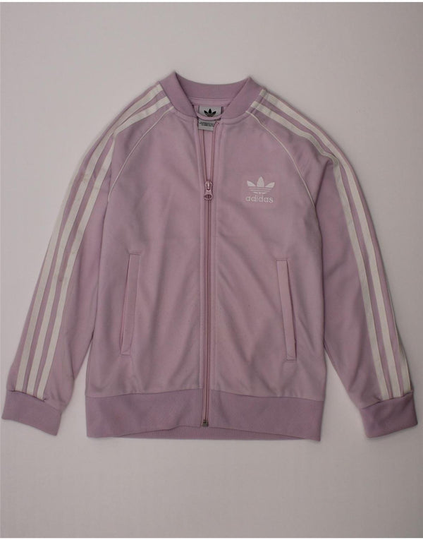 ADIDAS Girls Tracksuit Top Jacket 7-8 Years Purple Polyester