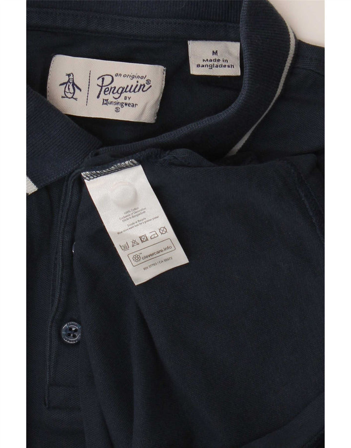 Penguin Mens Polo Shirt Medium Navy Blue Cotton