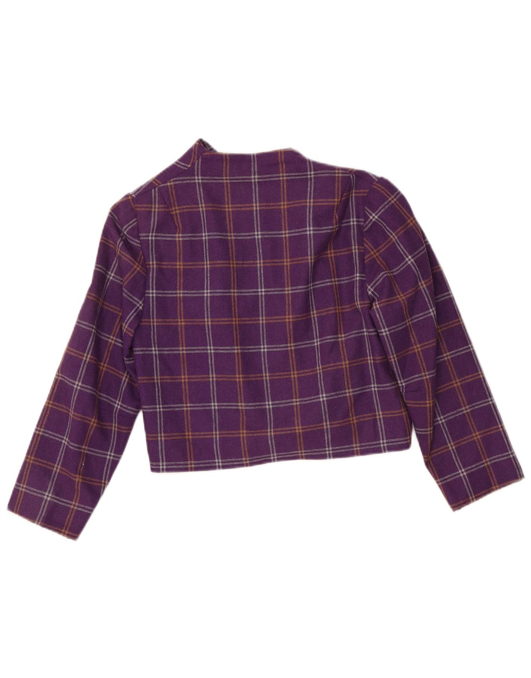 VINTAGE Womens Bolero Jacket UK 10 Small Purple Check