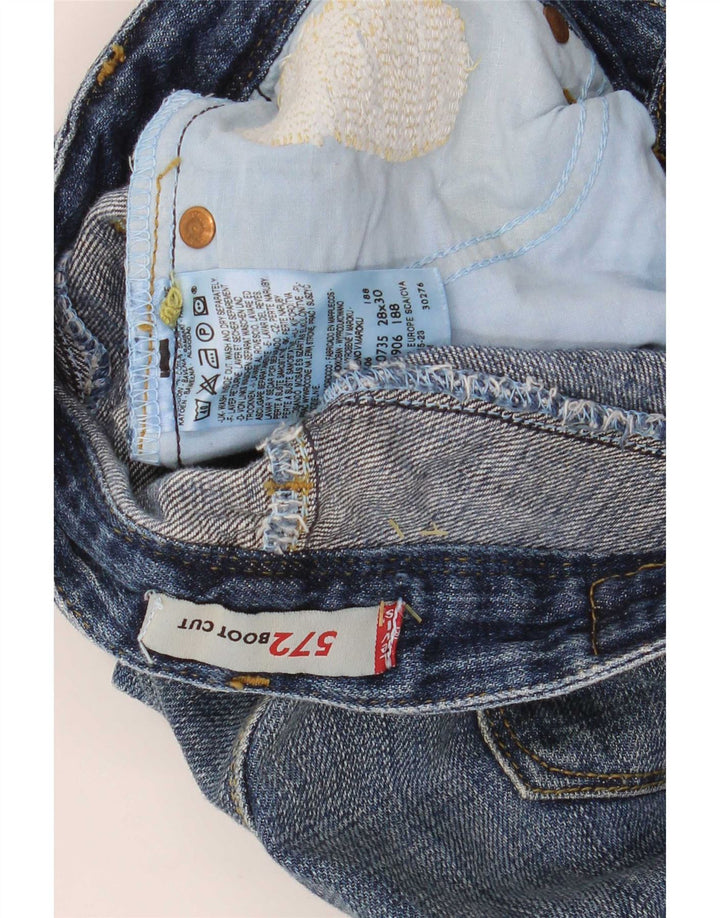 Levi's Womens 572 Low Waist Distressed Bootcut Jeans W28 L30 Blue Cotton