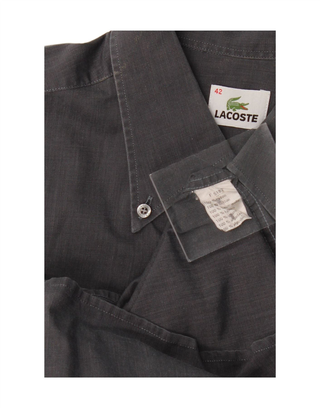 LACOSTE Mens Shirt Size 42 Large Grey Cotton Vintage Lacoste and Second-Hand Lacoste from Messina Hembry 