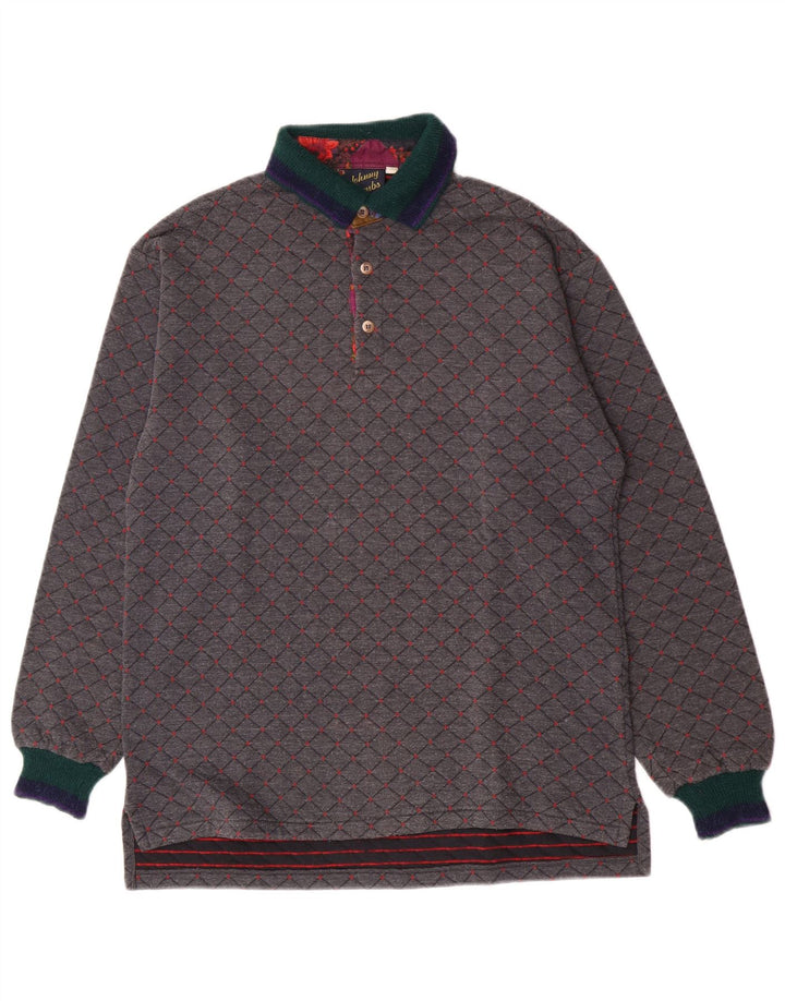 Johnny Lambs Mens Rugby Polo Shirt IT 50 Medium Grey Argyle/Diamond