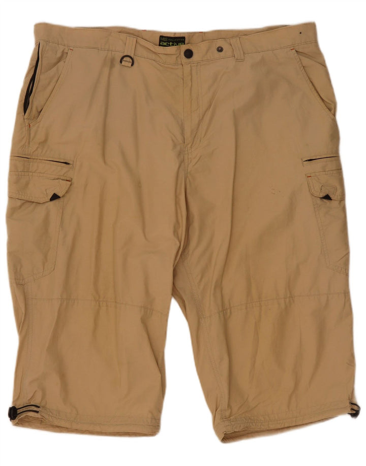 Marks & Spencer Mens Cargo Shorts W44 2XL Beige Cotton