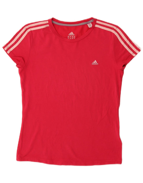 Adidas Womens T-Shirt Top UK 12/14 Medium Pink Cotton