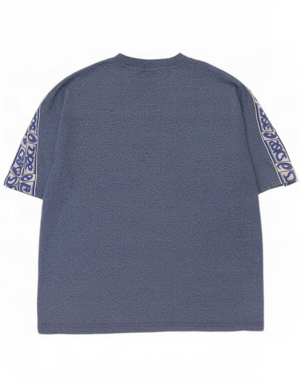 Asics Mens Regular Graphic T-Shirt Top Large Blue Colourblock