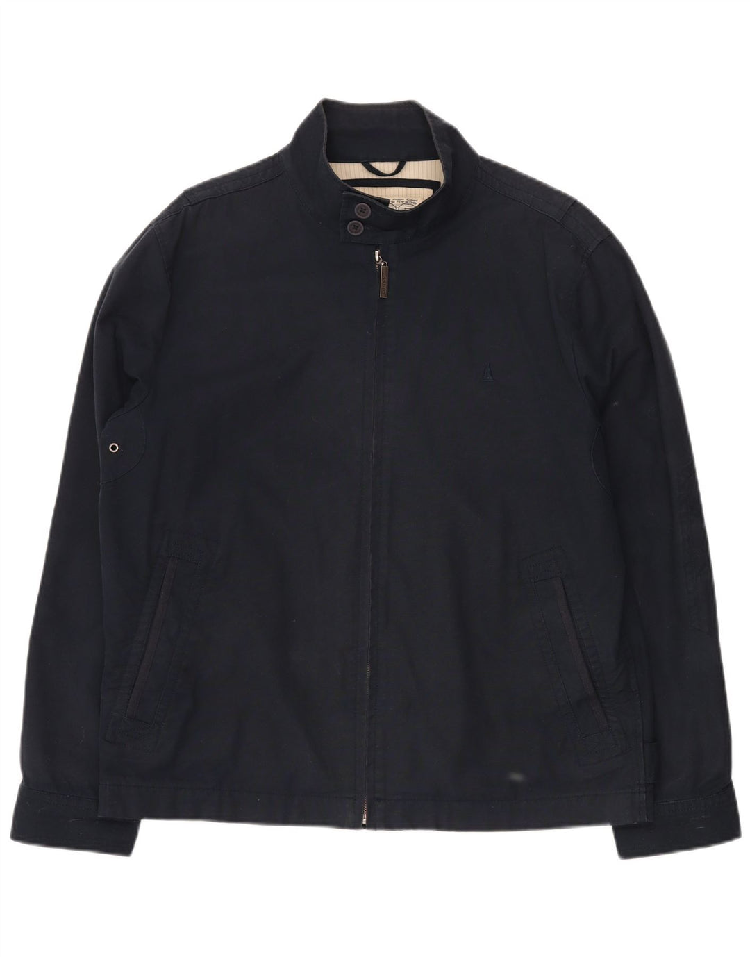 MUSTO Mens Bomber Jacket UK 40 Large Navy Blue Cotton